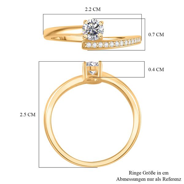 Moissanit Ring, 925 Silber 750 Gelbgold Vermeil - 0,39 ct. image number 5