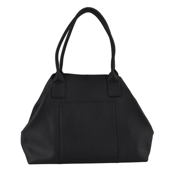 Echtleder-Schultertasche, Shopper-Design, Rei&szlig;verschluss, abnehmbarer Schulterriemen, 38x17x30 cm, Schwarz image number 2