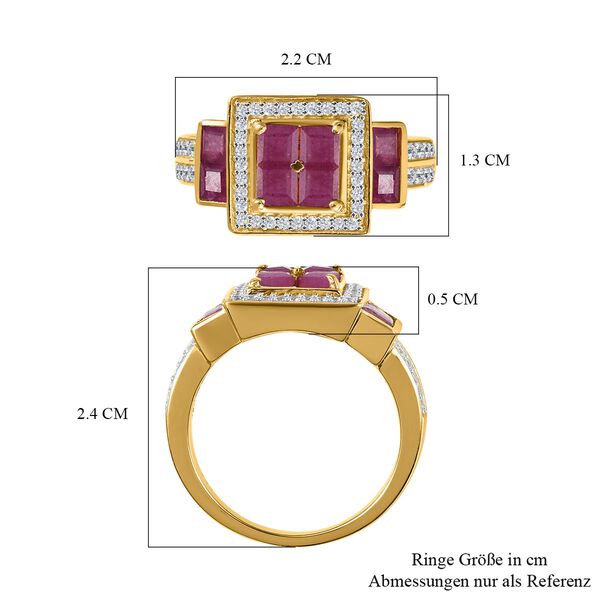 Afrikanischer Rubin-Ring, (Fissure gefüllt), 925 Silber Gelbgold Vermeil image number 7