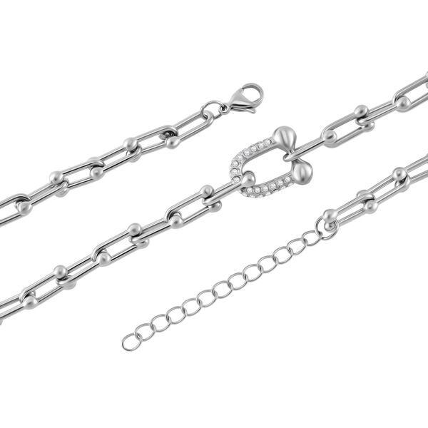 Weißer Kristall Halskette ca. 45 cm+ 5 cm Extender, Reiner Edelstahl Standard image number 4