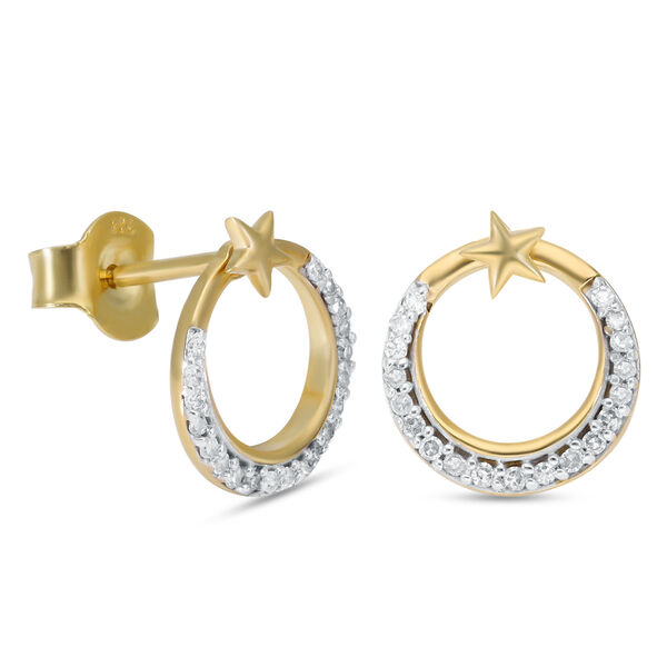 Zweifarbige Diamant-Ohrringe in Silber, 0,23 ct. image number 4