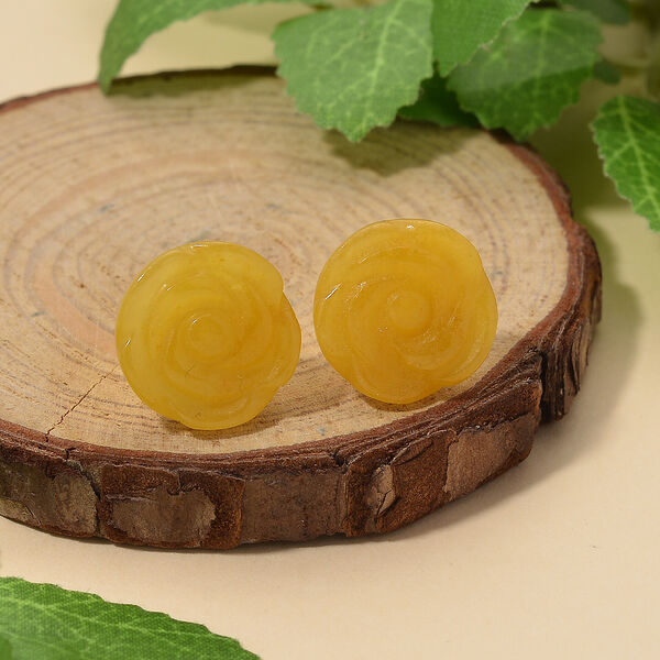 D'Joy Honig Jade Ohrringe 925 Silber Vergoldet (10-15 Werktage Lieferzeit) ca. 20.00 ct image number 1