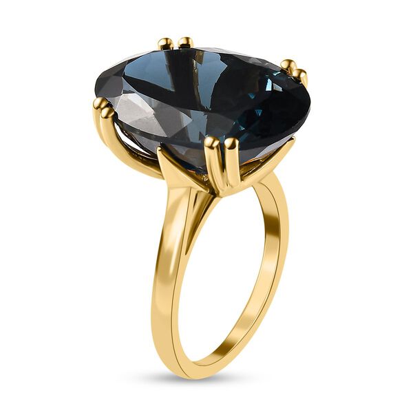 AAA London Blau Topas Ring 925 Silber Gelbgold Vermeil (Gr&ouml;&szlig;e 17.00) ca. 22.63 ct image number 5