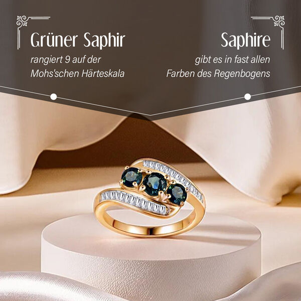 Grüner Saphir und Zirkon-Ring - 1,94 ct. image number 4