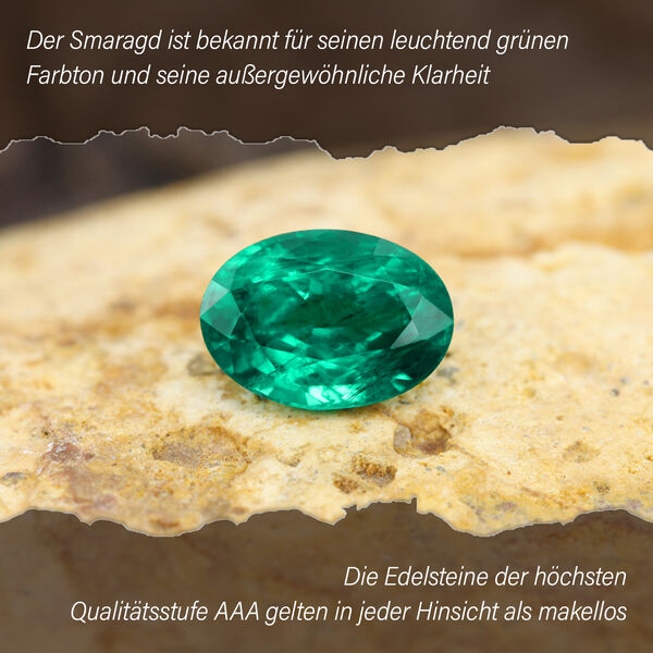 AAA Smaragd, weißer und gelber Diamant-Ring in 585 Gold - 1,46 ct. image number 4
