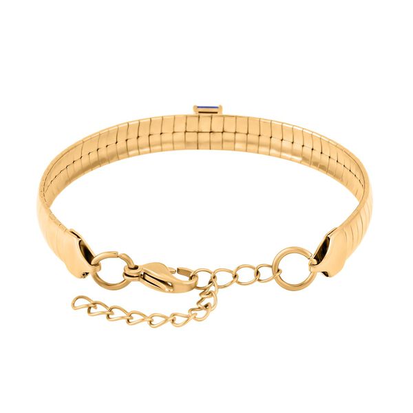 Blauer Zirkonia Armband, ca. 19 cm Reiner Edelstahl, vergoldet image number 3