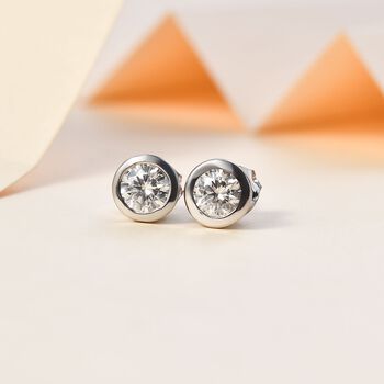 Moissanit Ohrringe, 925 Silber rhodiniert - 0,88 ct.