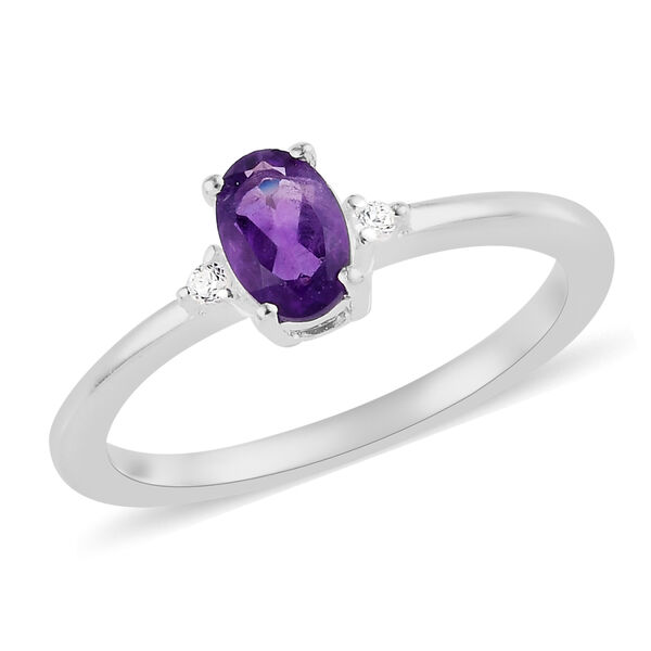 Afrikanischer Amethyst und Wei&szlig;er Simulierter Diamant Ring 925 Silber  ca. 0,49 ct image number 4