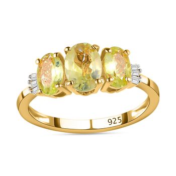 AA Chrysoberyll-Ring, 925 Silber Gelbgold Vermeil (Gr&ouml;&szlig;e 21.00) ca. 2.26 ct