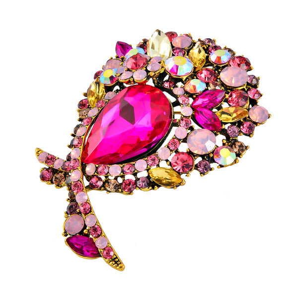 Mehrfarbiger Kristall Brosche  Antikes Gold image number 2