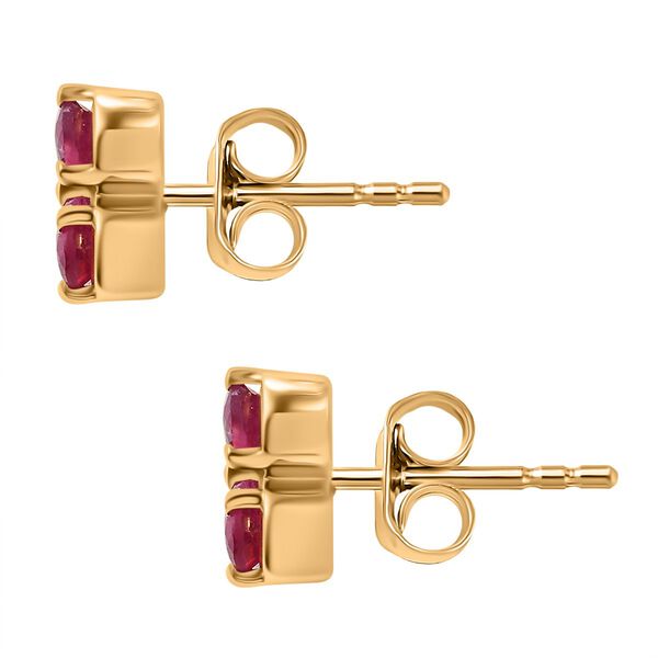 Afrikanischer Rubin (Fissure gef&uuml;llt) Ohrringe 925 Silber 750 Gelbgold Vermeil ca. 1.24 ct image number 5