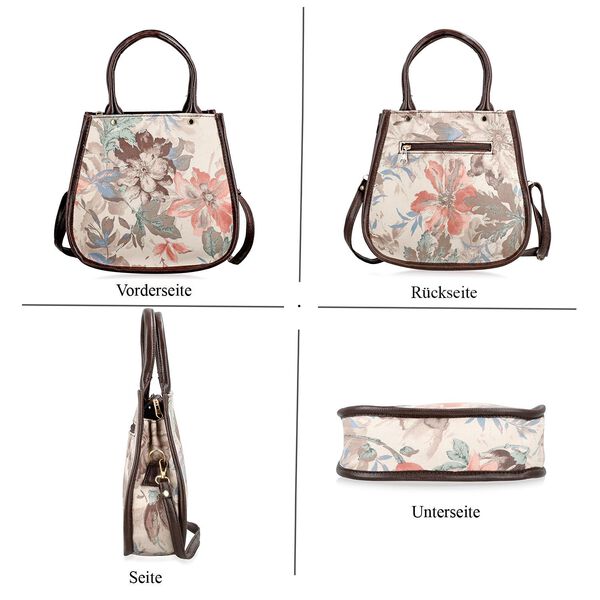 2er Set - Handtasche und Geldbörse, Baumwolle, Mehrfarbige Floral image number 5