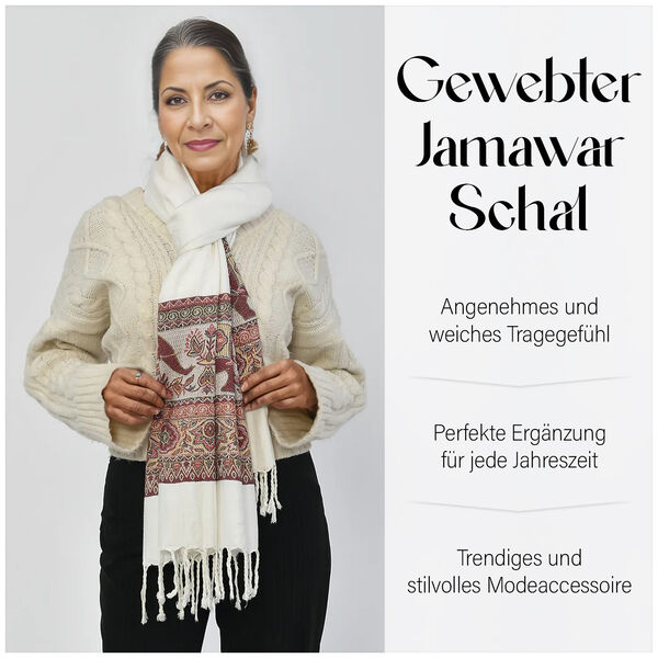 Jamawar Schal aus Viskose, wei&szlig; image number 5