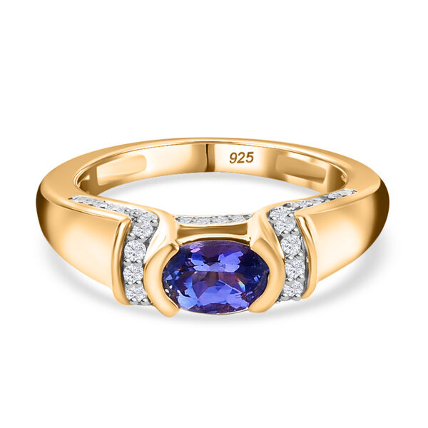 Tansanit und Zirkon Ring 925 Silber vergoldet  ca. 0,99 ct