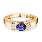 Tansanit und Zirkon Ring 925 Silber vergoldet (Größe 16.00) ca. 0,99 ct