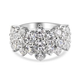 LUSTRO STELLA Hergestellt mit ZIRKONIA Cluster Ring 925 Silber Platin-Überzug (Größe 16.00) ca. 4,54 ct