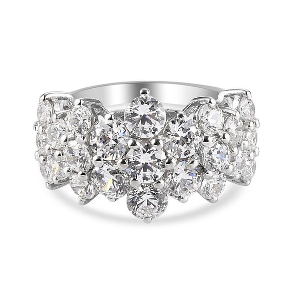 LUSTRO STELLA Hergestellt mit ZIRKONIA Cluster Ring 925 Silber Platin-&Uuml;berzug (Gr&ouml;&szlig;e 16.00) ca. 4,54 ct