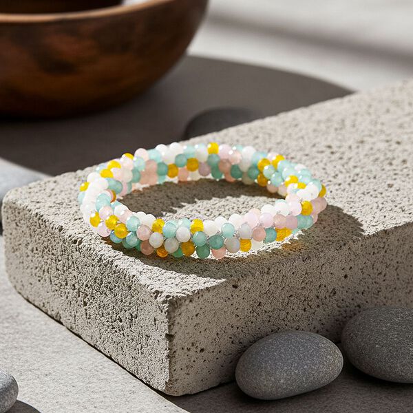 Mehrfarbiges gelbe Kristall flexibles Armband image number 2