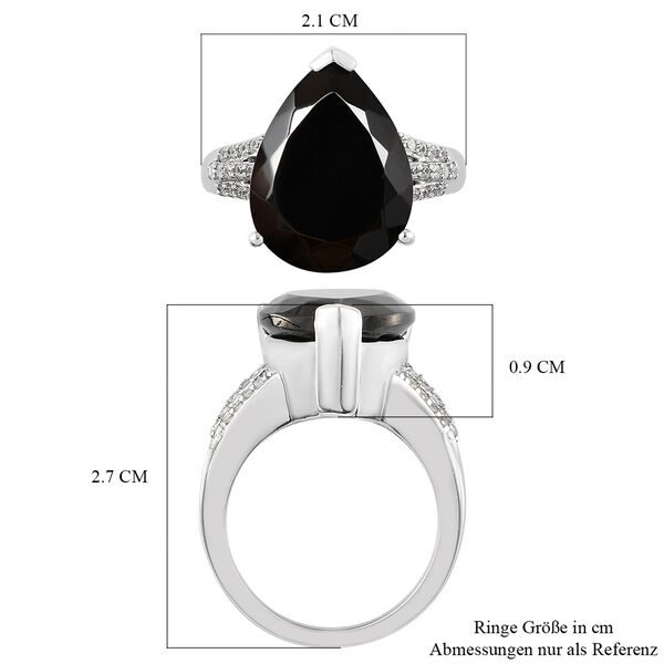 Elite Shungit und Zirkon Ring 925 Silber platiniert image number 7