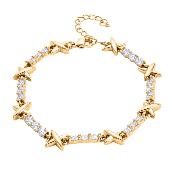 Wei&szlig;er Zirkonia Armband ca. 19 cm Nickelfreies Messing Standard