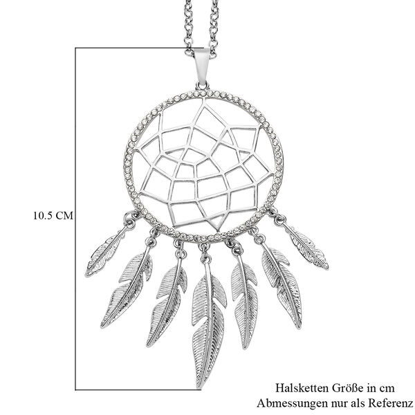 Wei&szlig;er Kristall Traumf&auml;nger-Anh&auml;nger mit Kette, 74+6 cm, silberfarben image number 6