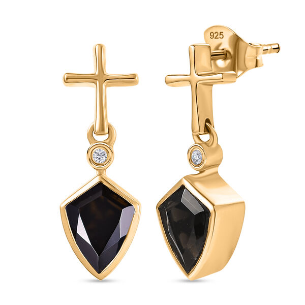 EverTrue AA schwarze Glasachat und Zirkon Ohrringe - 1,60 ct.