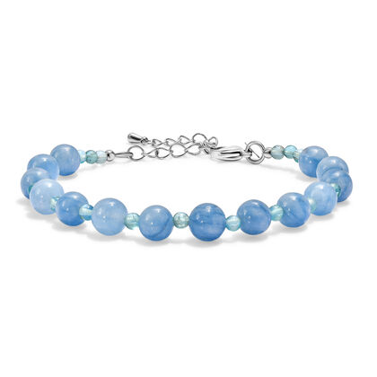 EVER TRUE Milchiger Aquamarin, Blauer Apatit Armband ca. 19 cm + 5 cm Extender, 316L Edelstahl ca. 58,00 ct.
