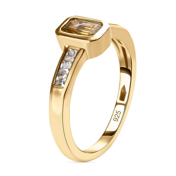 Natürlicher, goldener Tansanit und weißer Zirkon-Ring - 0,99 ct. image number 5