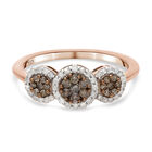 Champagner und Weißer Diamant Ring 925 Silber Rosegold Vermeil image number 0