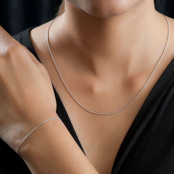 2er Set - Schlangenkette und Armband, Silber image number 3