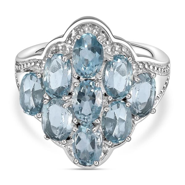 Himmelblauer Topas-Ring, (Gr&ouml;&szlig;e 19.00) Edelstahl, ca. 5,08 ct
