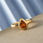 Madeira Citrin Solitär-Ring, 925 Silber vergoldet (Größe 21.00) ca. 0,64 ct image number 1
