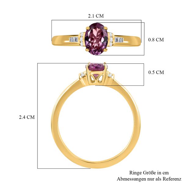 AA Lila Spinell, weißer Diamant Ring, 375 Gold (Größe 19.00) ca. 0.84 ct image number 7