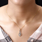 Turkizit und Zirkon doppelter Halo-Anhänger mit Kette in Silber image number 1