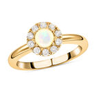 Natürlicher, äthiopischer Opal und weißer Zirkon-Ring, 925 Silber Gelbgold Vermeil (Größe 16.00) ca. 0,94 ct image number 3