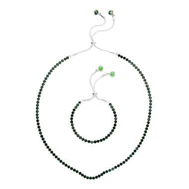 Grüne Kristall-Halskette mit Armband - 16,10 ct.