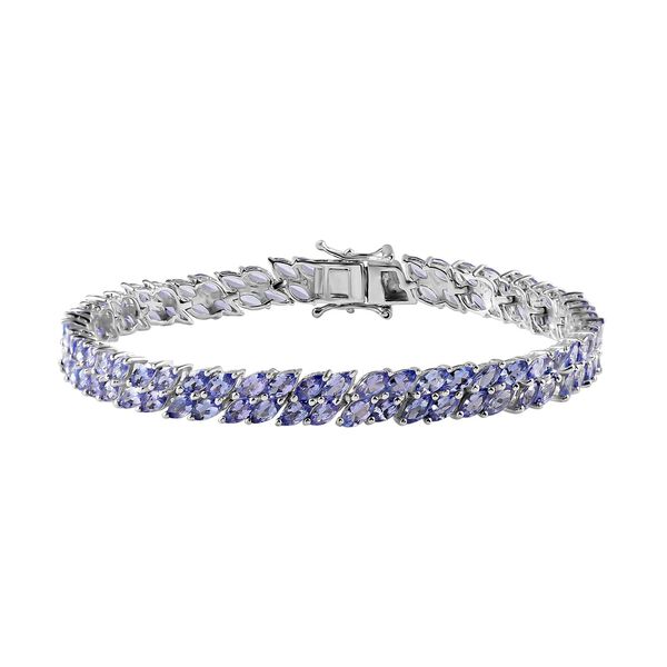 Tansanit Armband ca. 20 cm 925 Silber rhodiniert ca. 13,00 ct.
