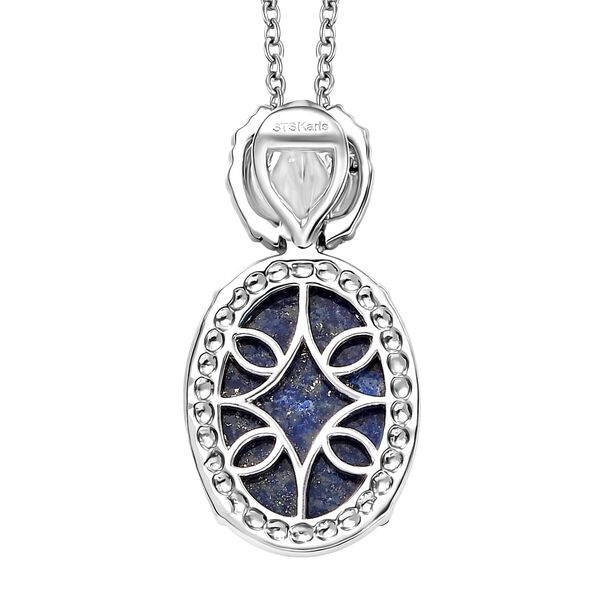 Zweifarbiger Lapislazuli-Anhänger mit 50cm Kette und Löwenkopf - 17 ct. image number 4