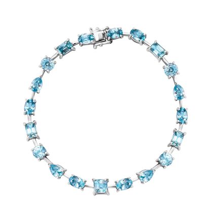 AA Blauer Zirkon Armband ca. 18.5 cm 925 Silber rhodiniert ca. 15,49 ct.