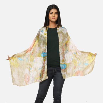 100% nat&uuml;rlicher Satin Seiden Schal, Gelb