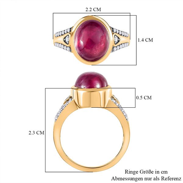 AA Afrikanischer Rubin (Fissure gef&uuml;llt), wei&szlig;er Zirkon Ring, 925 Silber Gelbgold Vermeil (Gr&ouml;&szlig;e 17.00) ca. 5.65 ct image number 7