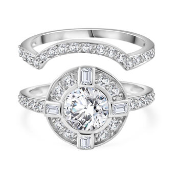 Wei&szlig;er Zirkonia Ring 925 Silber rhodiniert (Gr&ouml;&szlig;e 16.00)