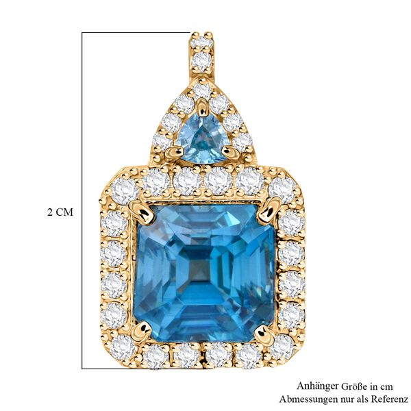 AAA blauer Zirkon und Diamant-Anhänger in 585 Gold - 4,33 ct. image number 5