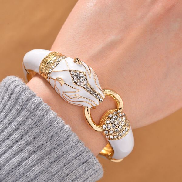 Weißer Kristall Armreif ca. 18.5 cm emailliert image number 1