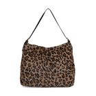 Leopardenmuster-Fellimitat-Tasche, 46x11x35 cm, Schwarz-Braun