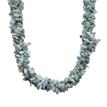 Larimar Halskette ca. 50 cm 925 Silber rhodiniert ca. 330.00 ct