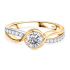 Moissanit Ring 925 Silber Rhodiniert und 750 Gelbgold Vermeil (Größe 18.00) ca. 0,99 ct