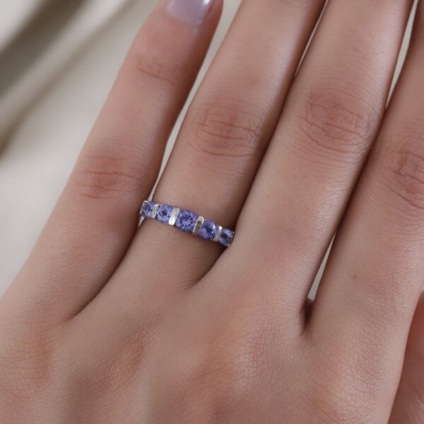 Tansanit 5 Stein Ring 925 Silber Platin-&Uuml;berzug image number 3