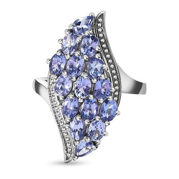 Tansanit Ring, 925 Silber platiniert, (Gr&ouml;&szlig;e 16.00), ca. 3.19 ct