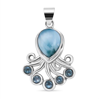 Royal Bali Kollektion - Larimar Oktopus Anhänger, 5.51 Ct.